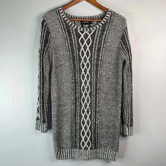 MINKPINK Cable Knit Baggy Tunic Sweater Grey Mix Long Sleeves Coastal Size S - Picture 9 of 9